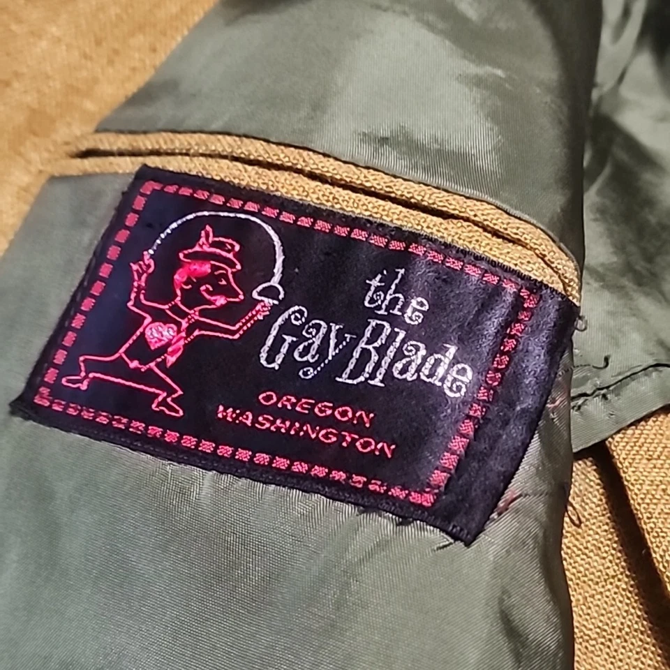 Blazer de hombre vintage años 60 The Gay Blade jaspeado verde musgo botón único Foto 3 de 4