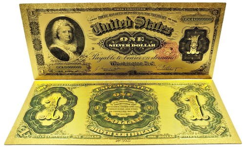 Marta Washington ONE Dollar 1891 Banknote Gold Foil - Picture 2 of 13