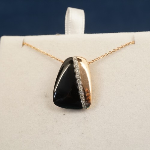EFFY 14k Rose Gold Onyx & Diamond Necklace - Free Shipping USA - Picture 2 of 9