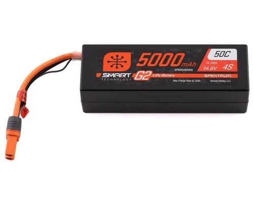Spektrum 14.8V 5000mAh 4S 30C Smart G2 Hardcase LiPo...