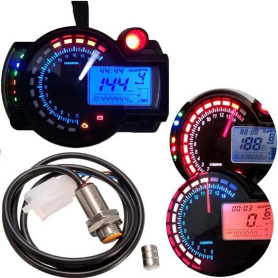 Odometer Gauge Universal LCD Digital Tachometer Motorcycle Speedometer - Image 3 of 4