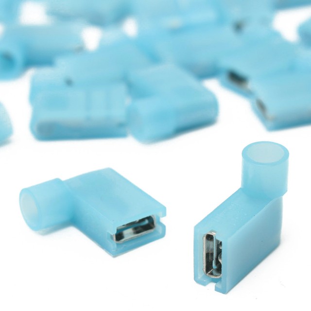 50pcs 1614AWG Insulated Female Flag Crimp Terminal Connector Right