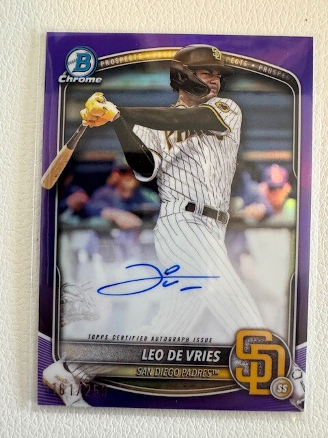 2025 Bowman Chrome Leo De Vries Purple Refractor Auto /250 #CPA-LD