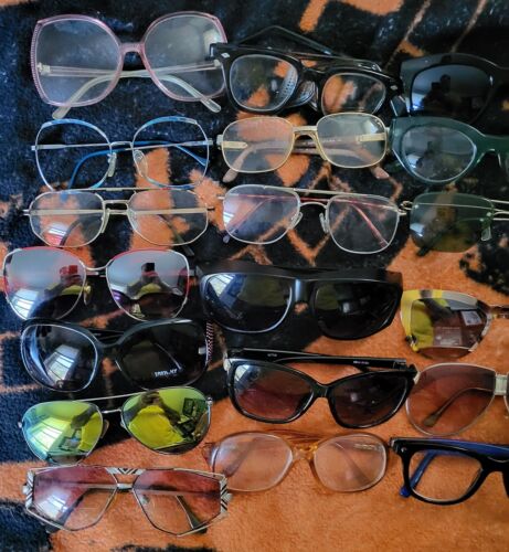 19 Vintage Antique Used Mixed Lot Eye Glasses Safety Frame Lens  Reuse Part - Afbeelding 1 van 9