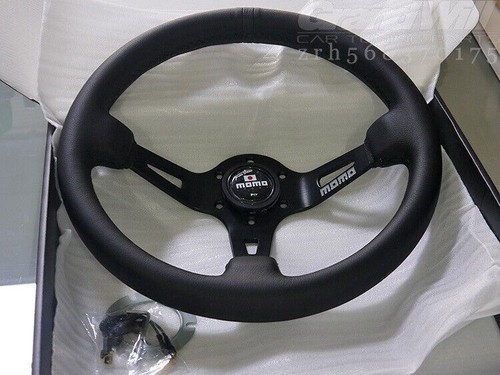MOMO fullspead 340mm Leather Deep Cone Sport Steering Wheel-black button - Picture 2 of 8
