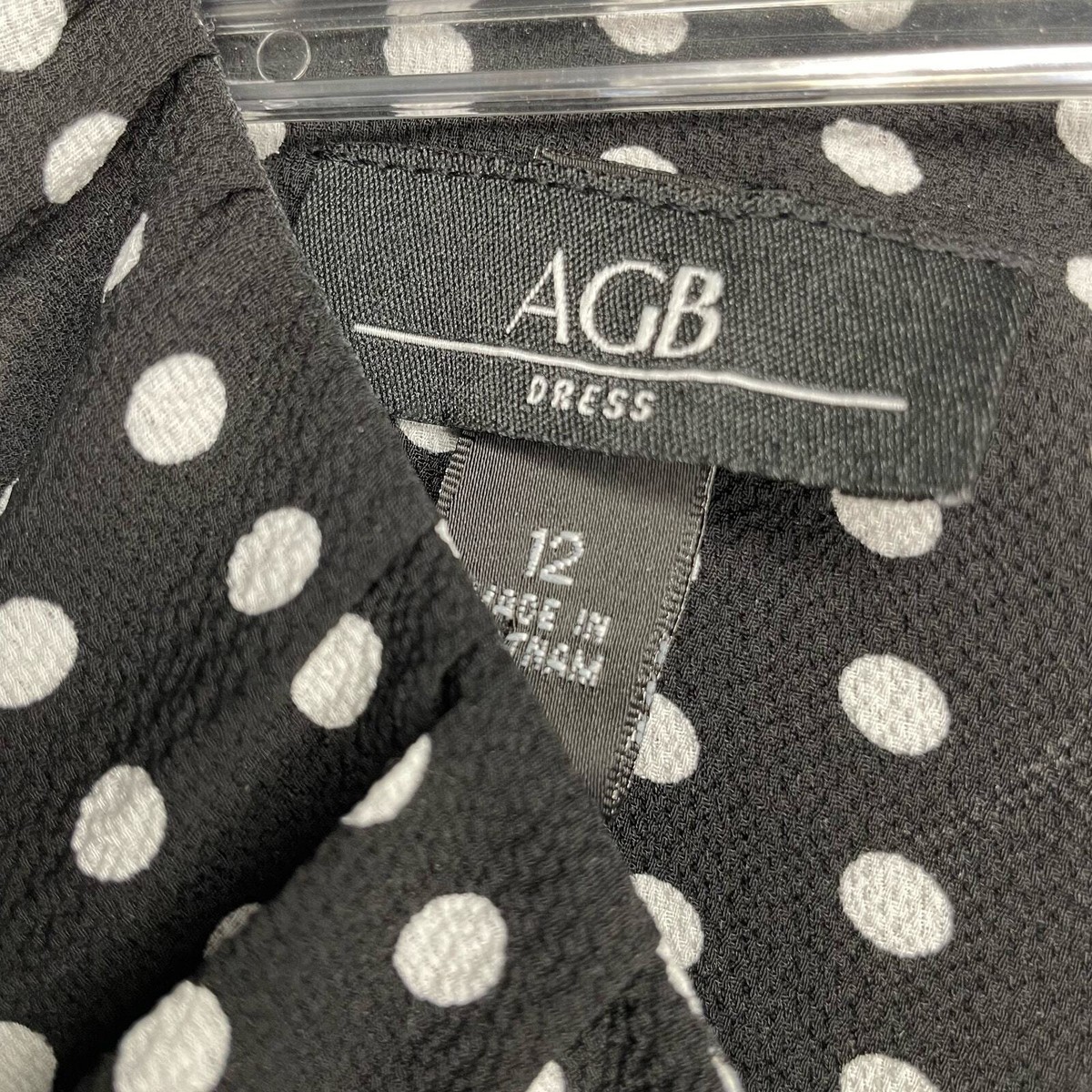 Robe Courte Manches Courtes AGB à Pois Noir & Blanc - Taille 12 - Neuf Sans étiquettes