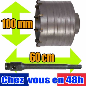 Kit De Forage Beton Trepan Scie Cloche 100 Mm Tige 60 Cm Brique 947605 362560 Ebay