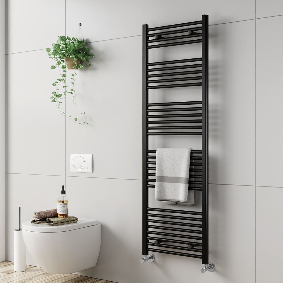 EMKE Black Bathroom Heated Towel Rail Radiator Straight Ladder