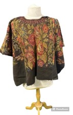 Vintage Guatemalan Native Huipil Hand Embroidered Multicolor Poncho Blouse Shirt