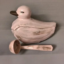 Santa Anita Ware Mid Century 1951 Vreni Ceramic Pink Duck Covered Tureen W Ladel