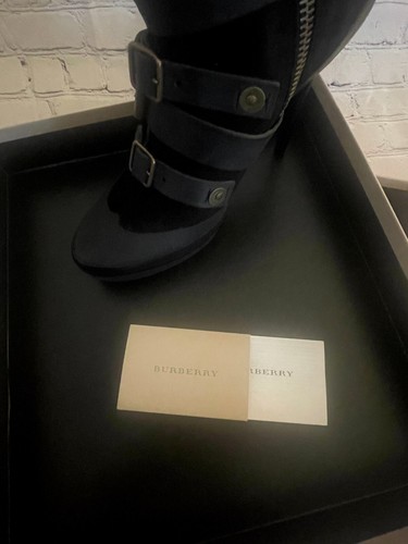 Burberry High Heeled Leather & Suede Buckle Ankle Boots Size 39 - Picture 10 of 12