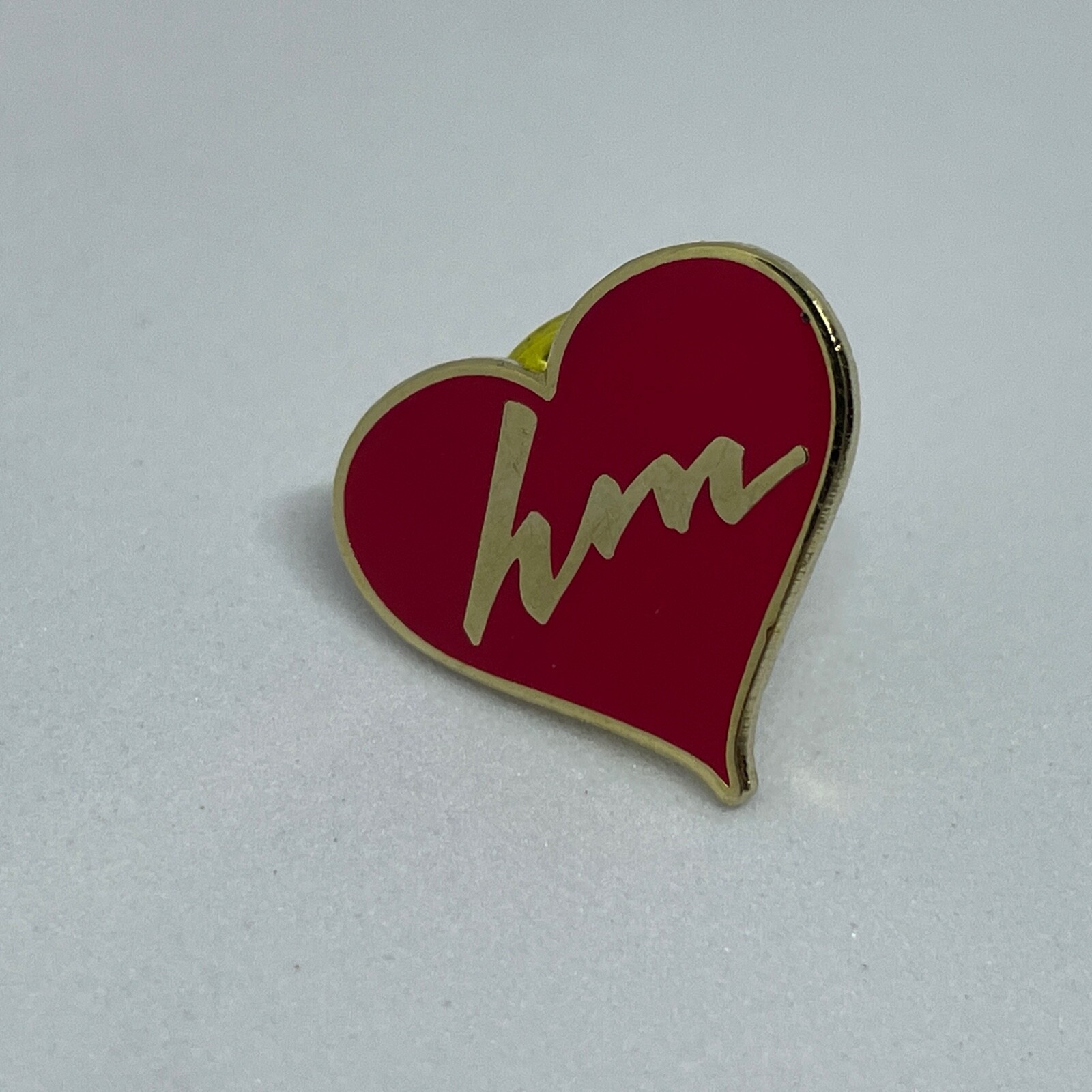 HM Heart Pin Lapel VTG Pinback Metal Gift Lover Initials Name Letters Him Her-image