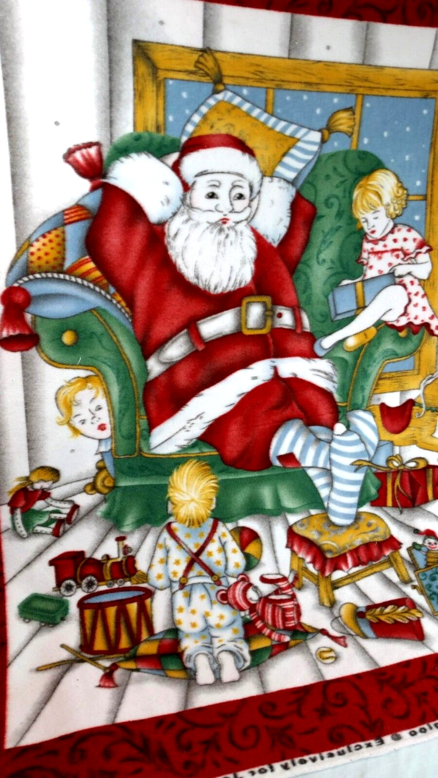 Santa Unfinished Quilting Fabric 4' x 5' for JoAnn Fabrics Christmas Children 