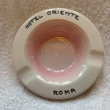 Lucciola Vicenza pottery ashtray Hotel Oriente, Roma 4 3/4" ceramic