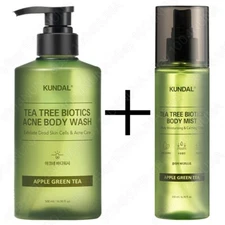 KUNDAL Tea Tree Biotics SET Acne Body Wash + Body Mist Apple Green Tea K-Beauty