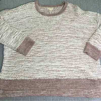 Cupio Women s 3X Sweater Pink & White Chunky Knit NWT
