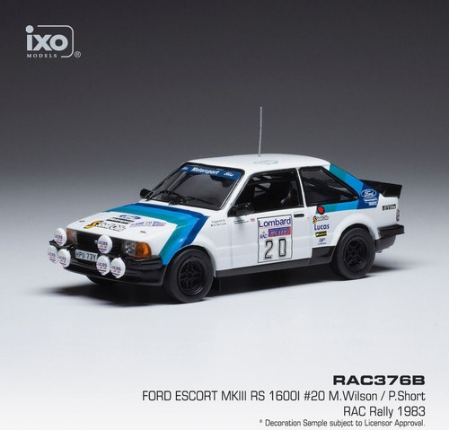 IXO RAC377 Ford Escort MKIII RS 1600i #20 RAC Rally 1983 Wilson/Short 1:43 NEUF - Photo 2/3