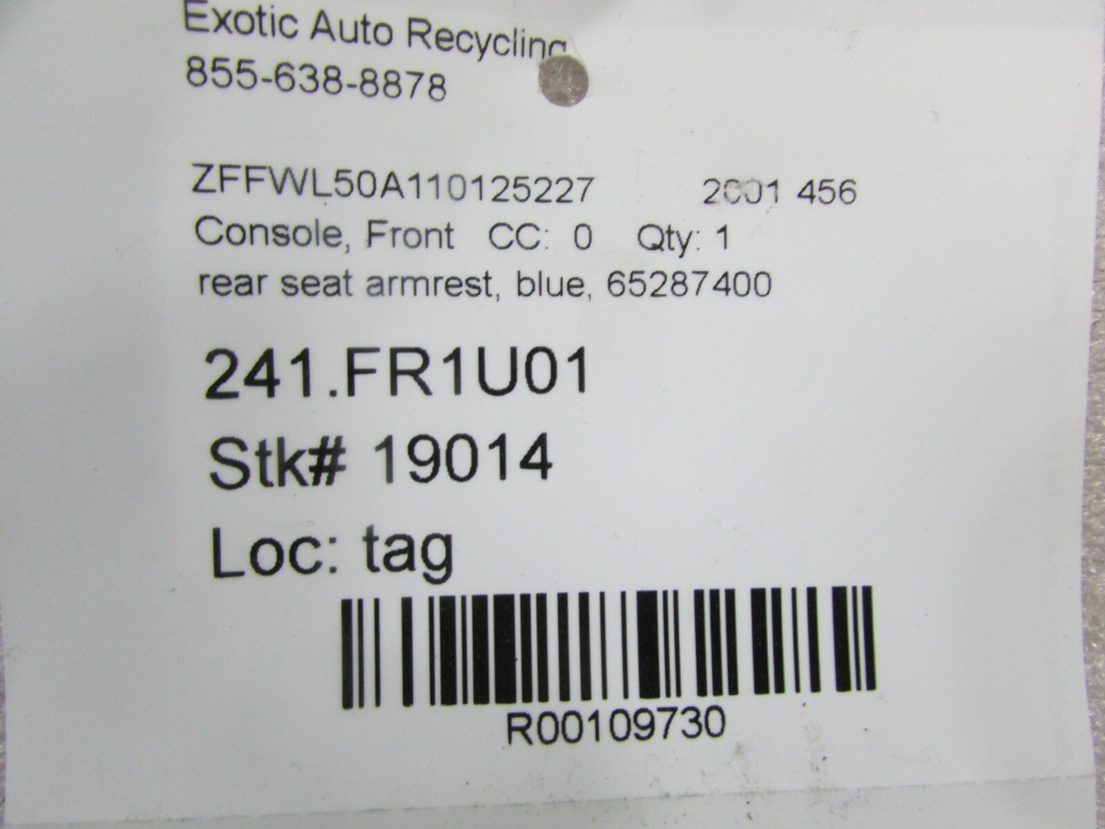 Ferrari 456, Rear Seat Armrest, Blue, Used, P/N 65287400