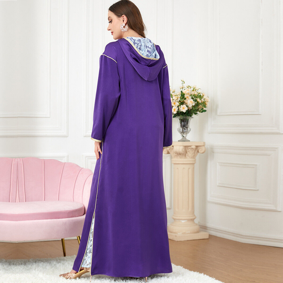 Fashion Women Print Abaya Muslim Kaftan Arab Burqa Islamic Robe Long Gown  Dubai Loose Robe