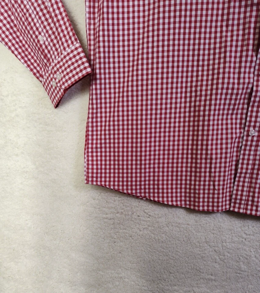 Camisa Galaxy Hombres 3XL Borgoña Cuadros Mezcla de Algodón Abotonada Manga Larga Calce Ajustado Foto 4 de 4