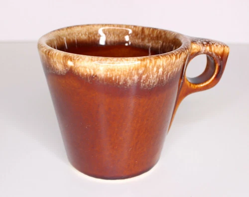 Vintage Hull Oven Proof Cup Brown Drip Glaze Pottery Coffee Tea Mug O Handle USA