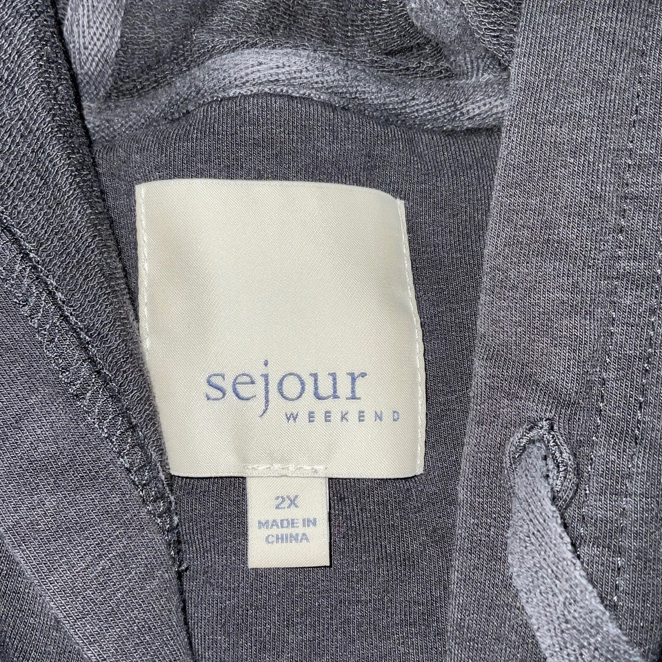 Chaqueta Sejour Mujer Talla 2X Negra Manga Larga Sudadera con Capucha Bolsillos Cremallera Completa Foto 2 de 4