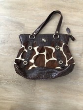Marco Buggiani Made In Italy Brown Leather  Croc Cowhide Bag Tote Purse