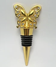Butterfly Tall Bottle Stopper Gold Wine Bottle stopper Bedazzled & Bejeweled
