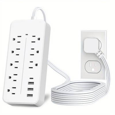 8 Outlets Power Strip 4 USB C Charger Surge Protector (1700J) US Plug 5ft Cord