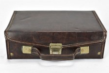 Vtg 12 Cassette Tape Holder Brown Faux Leather Carrying Case Storage Made USA