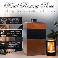 Memorash Wooden Urn For Human Ashes in Elegant Walnut - With Candle on Top