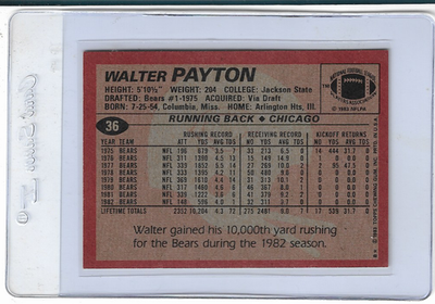 Walter Peyton 1983 Topps #36 NEAR MINT | eBay