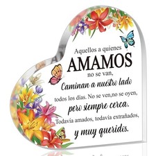Spanish Sympathy Bereavement Gifts - Acrylic Heart Memorial Gift for Loss of