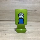 Vintage Fisher Price Little People Juice Glass Green, Mom Blue Body Rare
