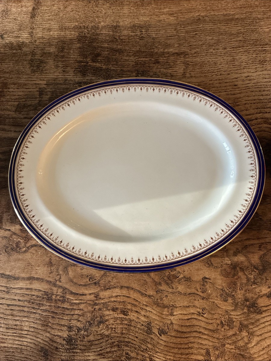 AYNSLEY Leighton Cobalt Smooth Large Oval Serving Platter 16 X 12