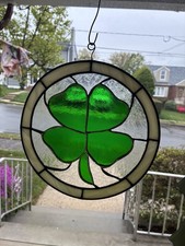 Stained Glass Lucky Shamrock Sun-catcher Real Glass 