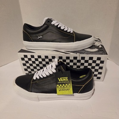 VANS Skate Old Skoo Wearaway Black Lime Skateboarding Leather Shoe 9.5 Men NWT