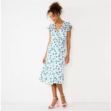 Draper James RSVP Flutter-Sleeve Wrap Midi Dress Women's Medium Floral Spring