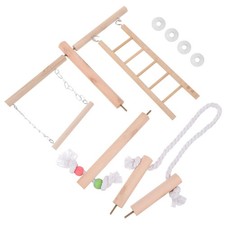 Natural Wood Bird Ladder Toy for Parrots Durable Pet Climbing Swing Stand