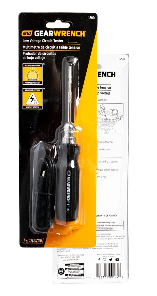 Apex Tool Group GearWrench 6/12 Volt Low Voltage Circuit Tester Part Number 129D - Image 3 of 4
