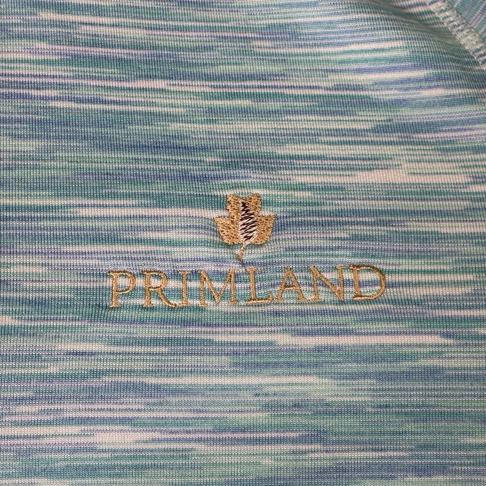 Pullover Peter Millar con cremallera de cuarto para mujer grande azul a rayas logotipo elástico de golf Foto 3 de 4