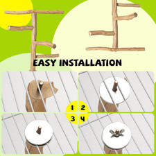 Natural Wood Bird Perch Play Stand Parakeets/Cockatiels Multi-Level Cage Branch