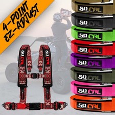 Ez-adjust 4 Point 2 Safety Harness Seat Belt With Button Release Universal Fit