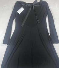 Reformation Avant Dress Womens Large Black Cut Out Bow Long Sleeve Bodycon Mini