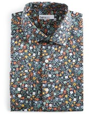 Bar Iii Men Slim fit Dress Shirt Shirt Size S 14-14.5 Long Sleeve Blue Floral