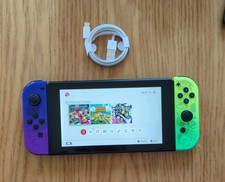 NEAR MINT IMPROVED BATTERY Nintendo Switch Console 32GB Purple & Green joycons