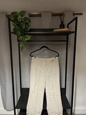 Viyella 100% Linen Beige Straight Leg Trousers Petite UK 10 Summer