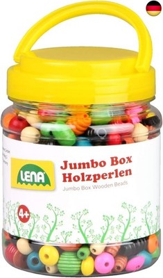 Bastelset, Jumbo Box Holzfa?delperlen, bunte Holzperlen zum Auffa?deln mit Fa?de
