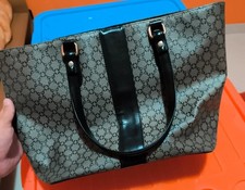 Nero Giardini borsa a mano donna monogram beige/nero pelle/tela zip oro