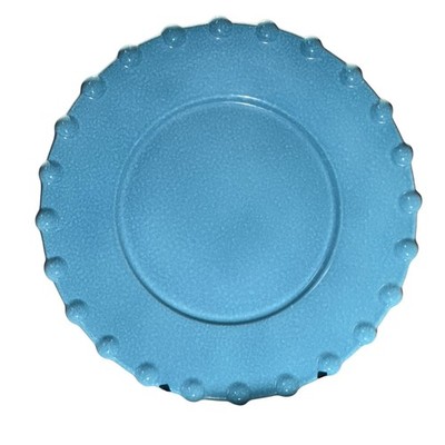 Ancora Italian Ceramic Plate 11'' Dia. Set of 3 Blue Textured Design Microwave